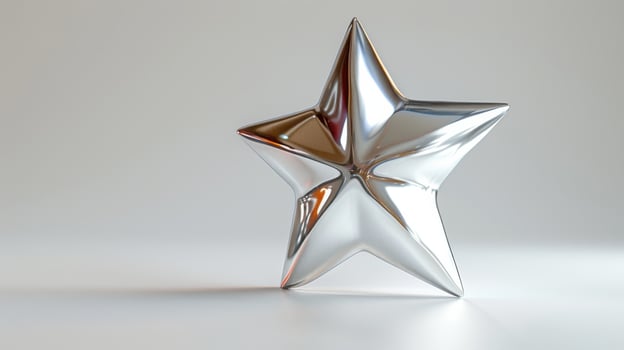 Shiny Silver Star Decorative Element on Pure White Background for Creative Projects and Holiday Decor. photo