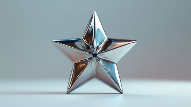 Shiny Silver Star Decoration on a White Background for Festive Occasions and Celebrations. photo