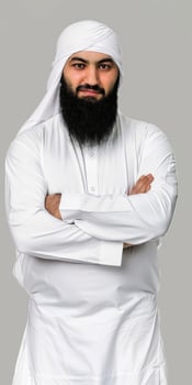 Muslim Man With a Beautiful Beard Posing in Traditional Attire photo