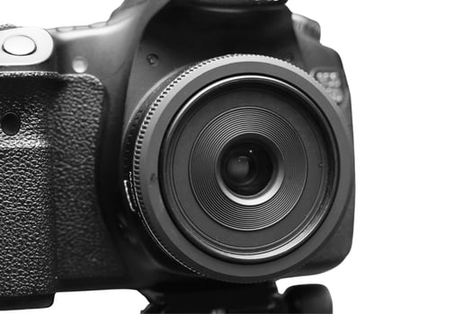 DSLR camera with white background photo
