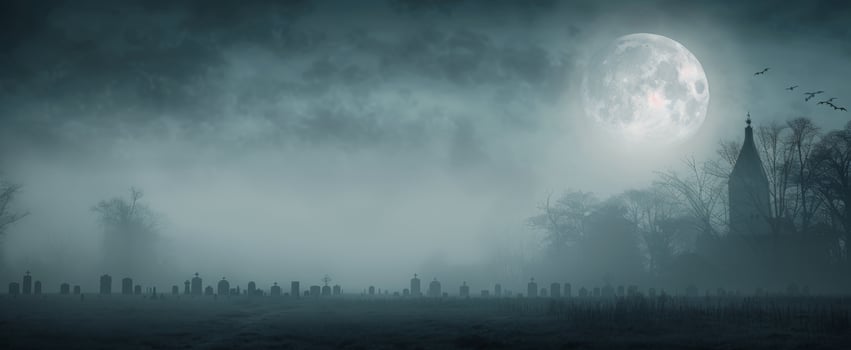 Foggy Graveyard Under Moonlight photo