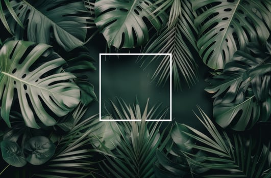 Tropical Leaf Arrangement on Mint Green Background photo