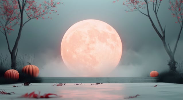 Full Moon Over Foggy Halloween Night photo