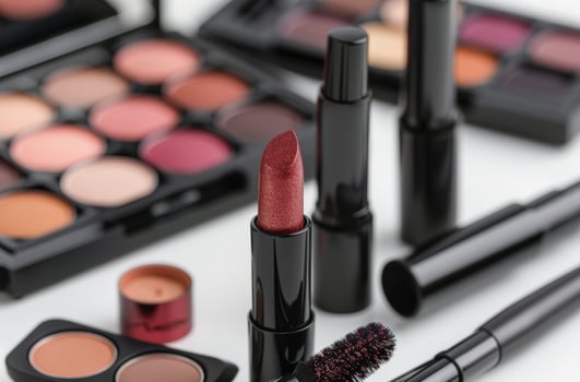 Red And Black Eyeshadow Palettes And Lipsticks photo