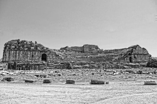 ancient ruins of the ancient Roman theater in Miletus, Turkey photo
