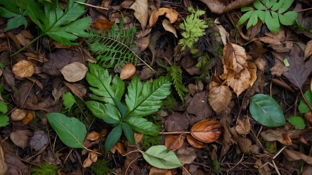Exploring the Beauty of Fallen Leaves in a Forest Setting photo