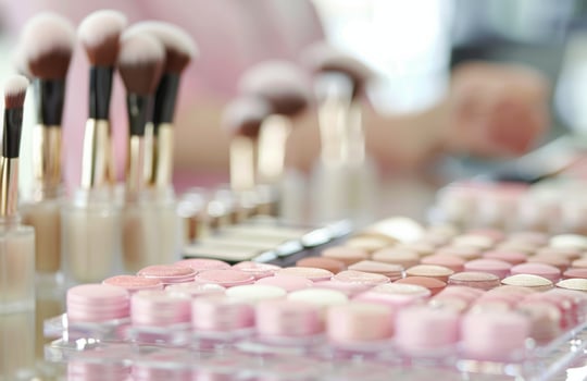 Makeup Brushes on a Makeup Palette photo