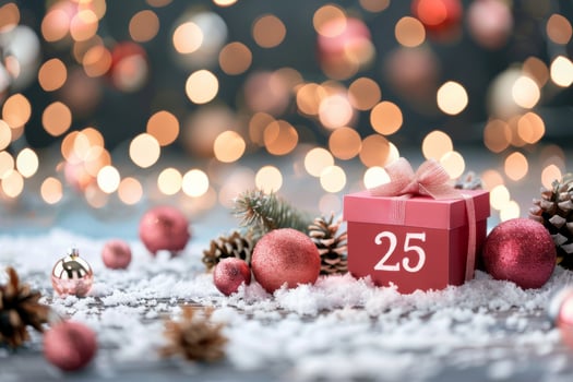 Christmas Gift Box With Number 25 photo