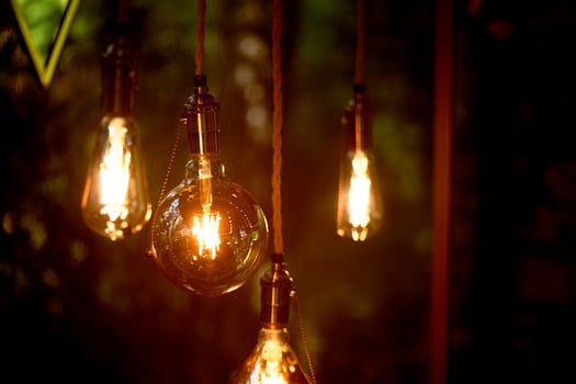 Warm light, Edison lamps. Paw warm atmosphere, retro light. photo
