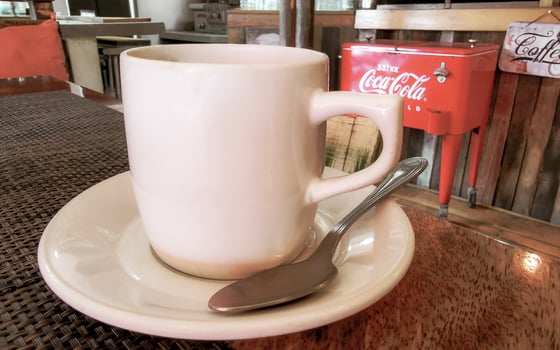 Cup of americano black coffee in restaurant cafe in Mexico. photo