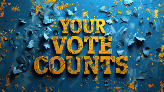 Your Vote Counts Blue and Gold Sign photo