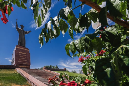 SHYMKENT, KAZAKHSTAN - JULY 07, 2023. Baidibek Bi monument in Shymkent photo