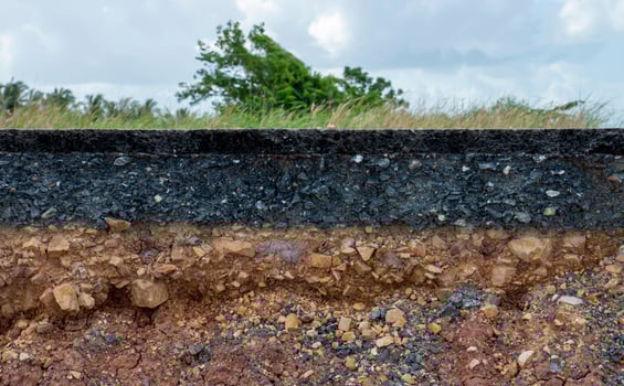 The layers of soil and rock of road. photo