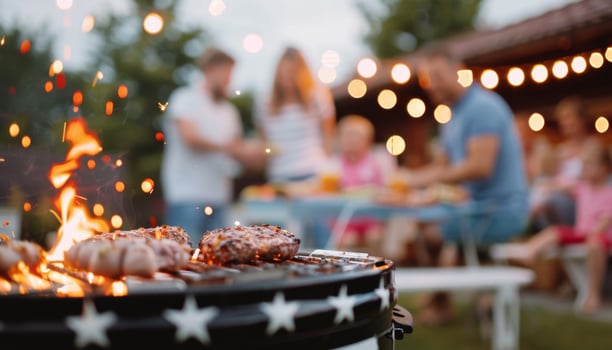 Backyard Barbeque Steaks at Sunset photo