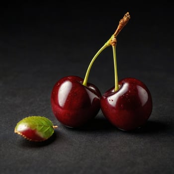 Cherry Fruit Sweet Healthy Berry black background photo