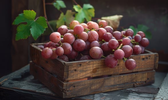 Grapes in a classic crate with a rustic charm photo