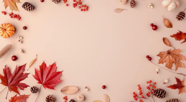 Autumnal Decor on Pink Background photo
