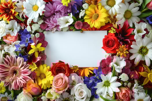 A vibrant floral banner with a blank space for design. photo