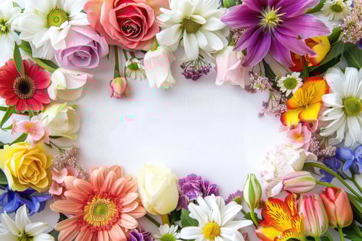 A vibrant floral banner with a blank space for design. photo