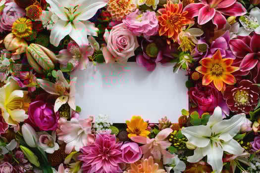 A vibrant floral banner with a blank space for design. photo