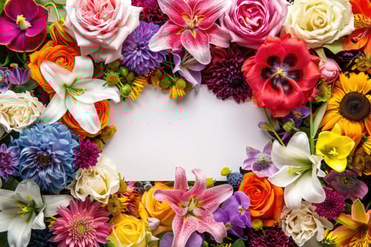 A vibrant floral banner with a blank space for design. photo