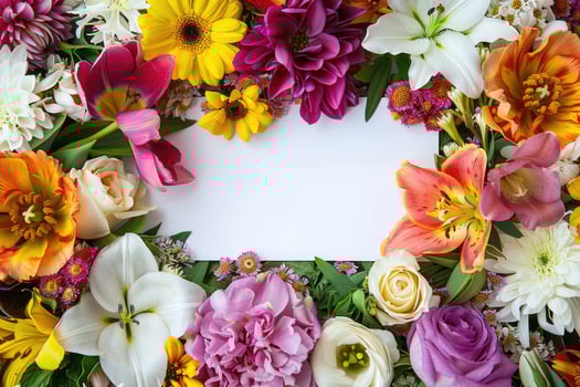 A vibrant floral banner with a blank space for design. photo