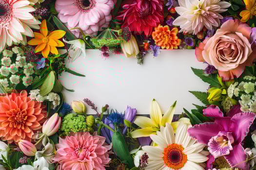 A vibrant floral banner with a blank space for design. photo