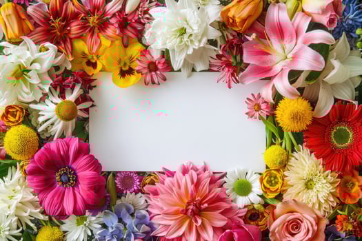 A vibrant floral banner with a blank space for design. photo