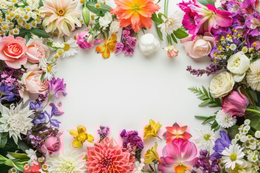 A vibrant floral banner with a blank space for design. photo