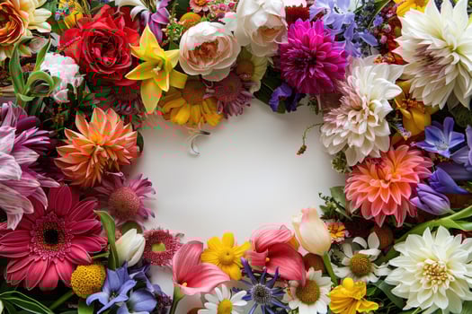 A vibrant floral banner with a blank space for design. photo