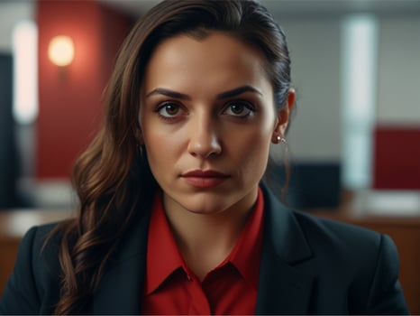 Beautiful Business woman in Red Suit photo