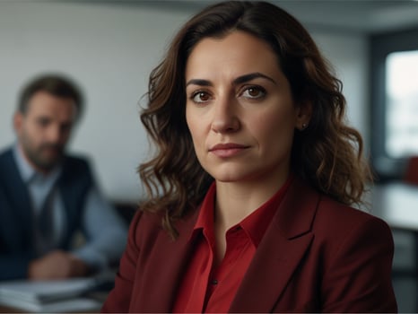 Beautiful Business woman in Red Suit photo