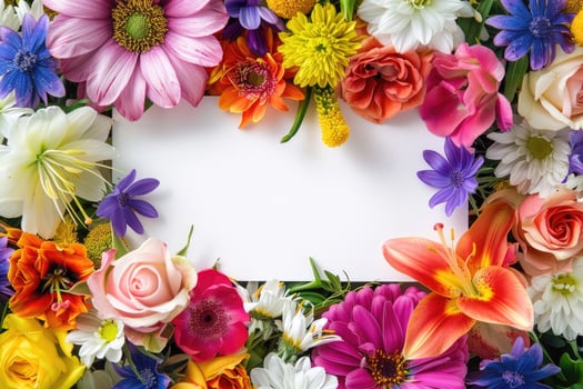A vibrant floral banner with a blank space for design. photo