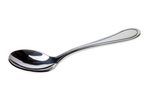 A silver metal spoon isolated on a white background. photo