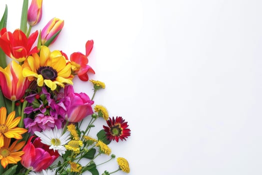 Small vibrant flower bouquet with empty space on the right. photo