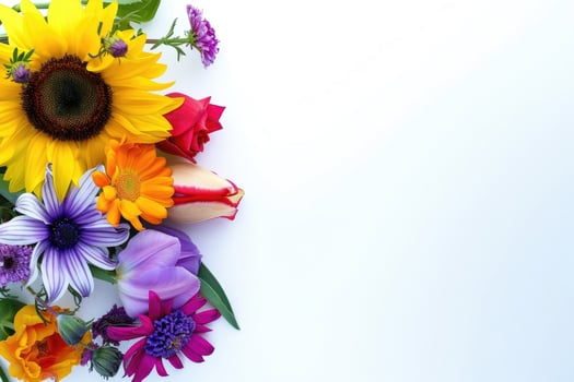Small vibrant flower bouquet with empty space on the right. photo