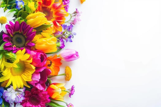 Small vibrant flower bouquet with empty space on the right. photo