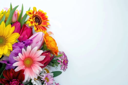 Small vibrant flower bouquet with empty space on the right. photo