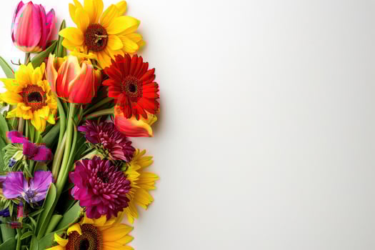 Small vibrant flower bouquet with empty space on the right. photo