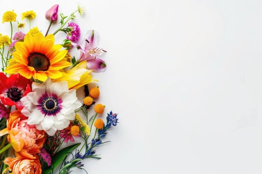 Small vibrant flower bouquet with empty space on the right. photo