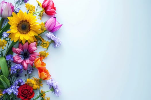 Small vibrant flower bouquet with empty space on the right. photo
