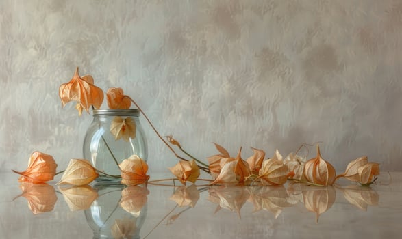 A still life with physalis and a glass jar photo
