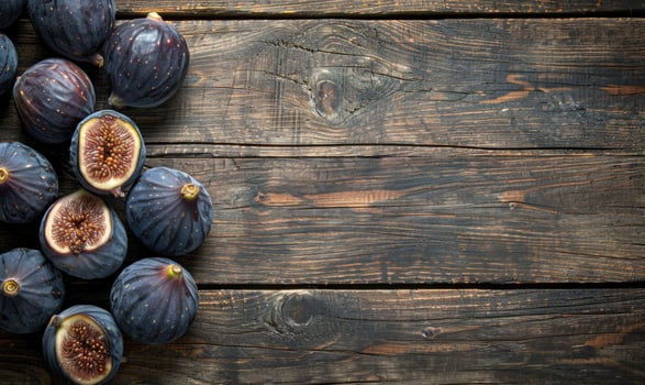 Fresh figs on a rustic wooden surface photo