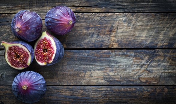 Fresh figs on a rustic wooden surface photo