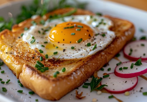 Fried Egg on Toast With Radishes photo