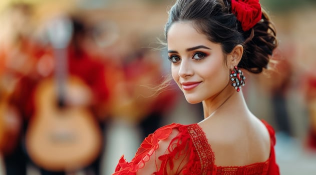 Woman In Traditional Dress At A Mexican Festival photo