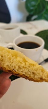 breakfast with artisanal breads and drinks photo