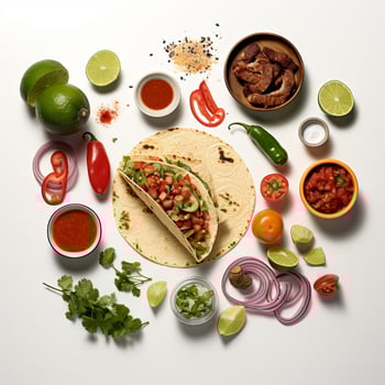 Taco ingredients on white background photo