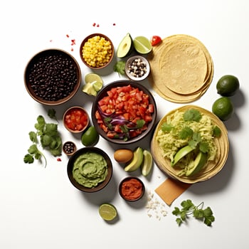 Taco bell ingredients on white background photo