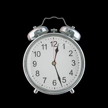 12h 27m AM or PM Vintage Steel Alarm Clock photo
